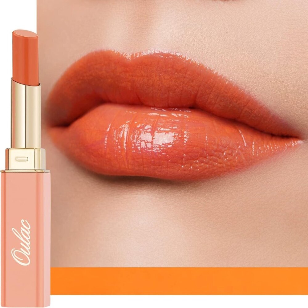 🆕 Moisture Shine Orange Lipstick Glossy Finish Vegan Cruelty-Free Love Hate Lip